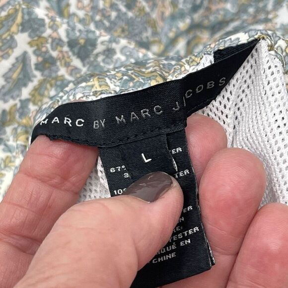 Marc by Marc Jacobs White Gray Paisley Print Bathing Suit Swim Trunks Large - Picture 4 of 7